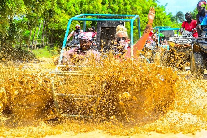 Full-day Buggy & Party Boat tour: snorkel, open bar, cave pool - Riding the buggies through the countryside