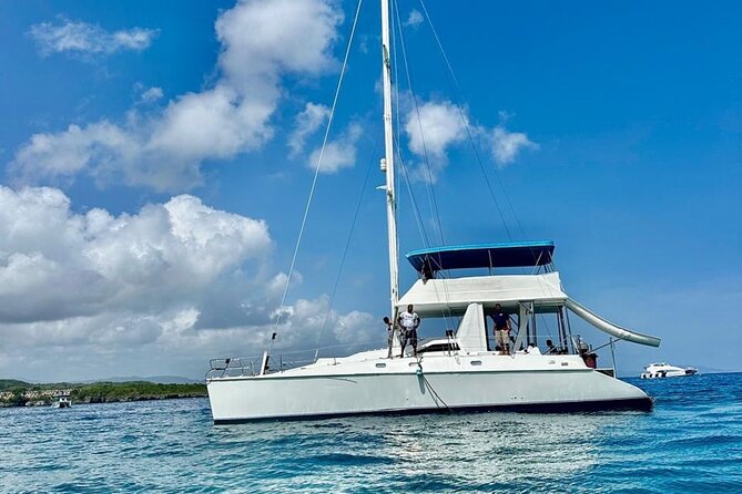 Private Boat for groups up to 15 people with jacuzzi and Lunch - Boarding the private catamaran at Sosua Beach
