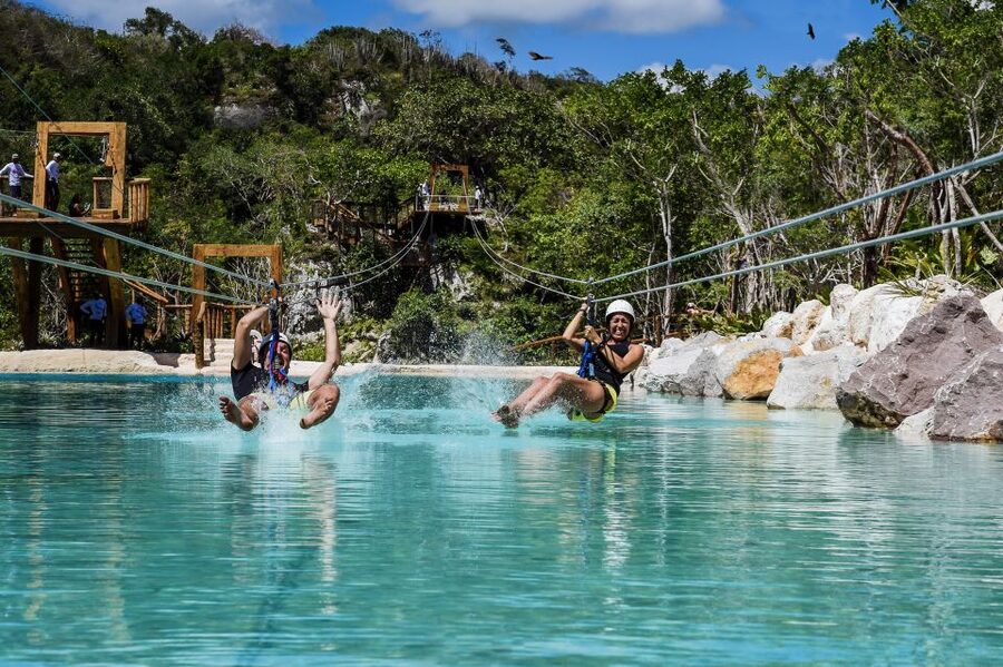 Punta Cana: Blue Hole and Scape Park Cap Cana Entry Ticket - Saltos Azules turns water into an obstacle course