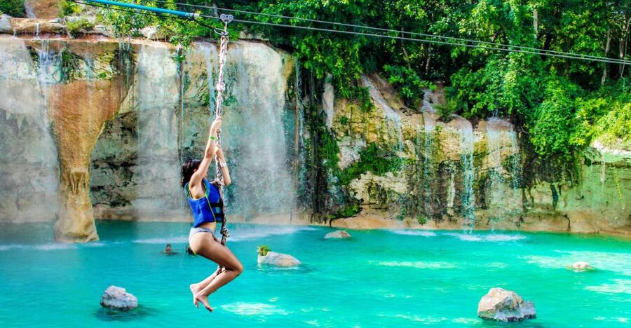 Punta Cana: Blue Hole and Scape Park Cap Cana Entry Ticket - Rope Runners tests balance and nerve